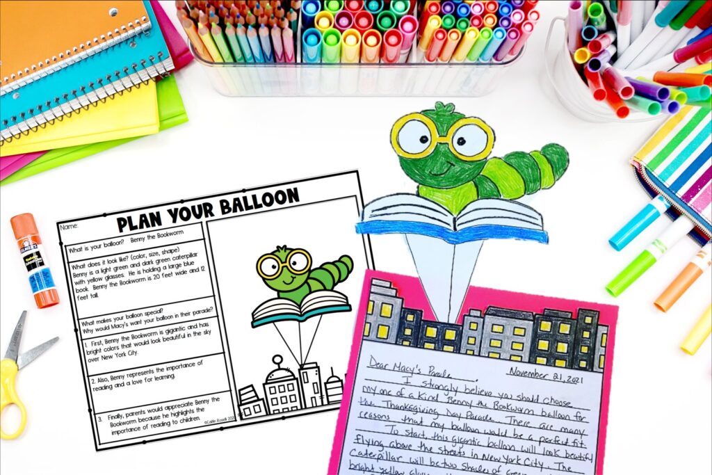 Plan your balloon worksheet and persuasive letter from a Balloons Over Broadway parade balloon project