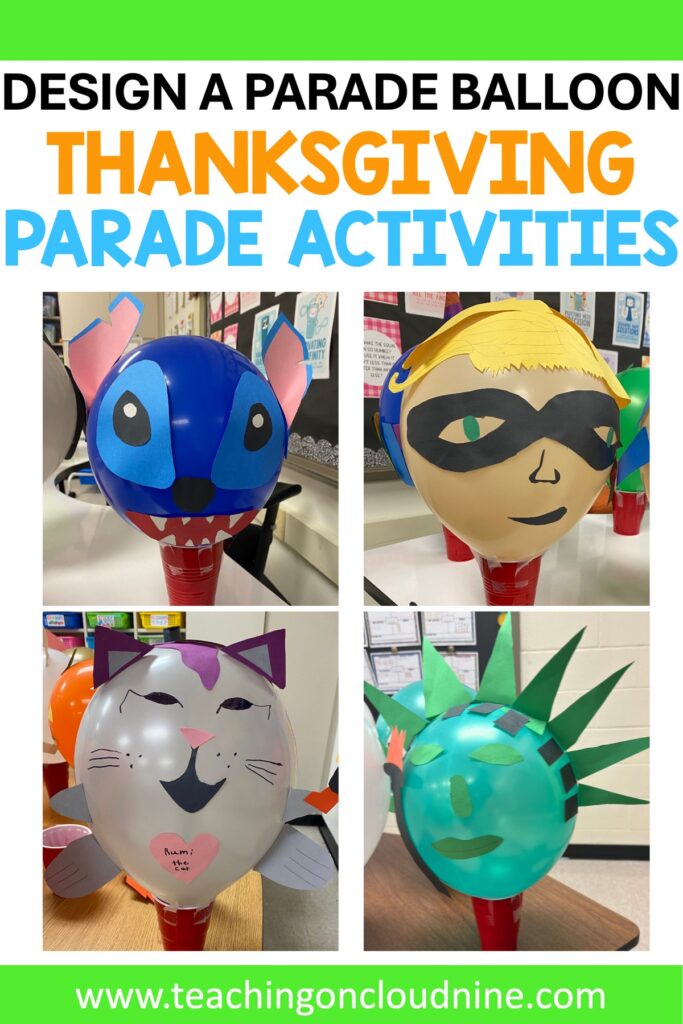 Balloons Over Broadway Thanksgiving parade activities with four student made parade balloons